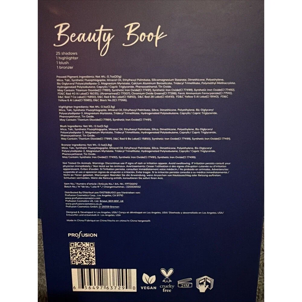 PROFUSION Beauty Book Eye & Face Set 25 Shadows 1 Highlighter 1 Blush 1 Bronzer